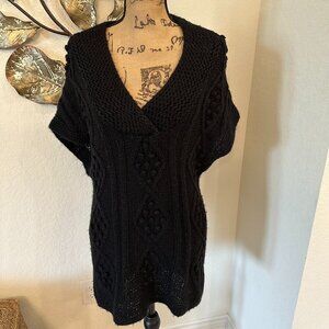 H&M Black Cable Knit Sweater Tunic | Short Sleeve | Size Small